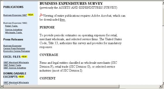 Business Expenditures Survey Web Page