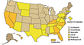 Map of flu activity in the U.S. for week ending August 15, 2009. Select to view full-sized map.