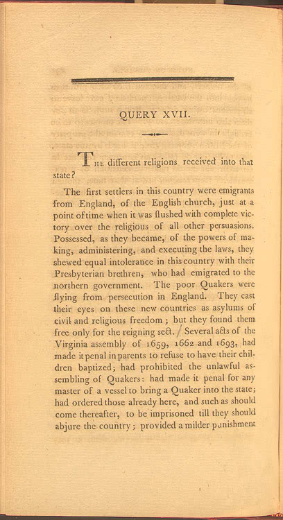 page from Notes on the State of Virginia
