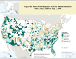 Figure 5b. Rate of Net Migration by Core Based Statistical Area: July 1, 2007 to July 1, 2008