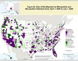 Figure 6a. Rate of Net Migration by Metropolitan and Micropolitan Statistical Area: April 1, 2000 to July 1, 2008