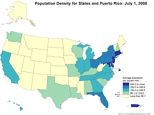 Density and Distribution for States and Puerto Rico: 2008