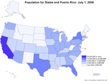 Population Size States and Puerto Rico: 2008