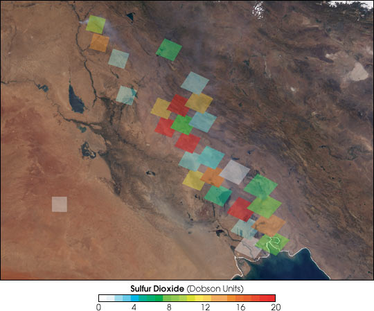 Sulfur Dioxide Plume Lingers over Iraq