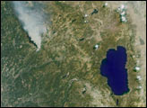 A Panoramic View of the Emigrant Gap Fire, California