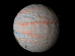 Spinning globe showing TOPEX/JASON sea level data