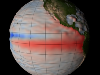 TOPEX sea level in Eastern Equatorial Pacific from 04 December 1997 (El Nino)