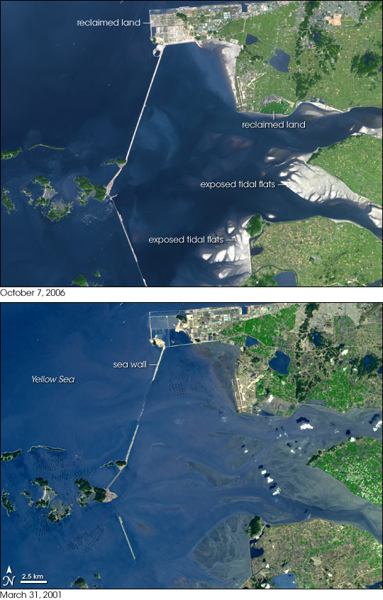 Changes to the Saemangeum Estuary, South Korea