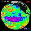 TOPEX El Niño/La Niña -La Niña Begins to Fade, April 7, 1999