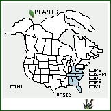 Distribution of Vaccinium simulatum Small. . 