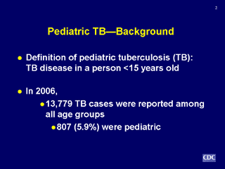 Slide 2: Pediatric TB—Background. Click for larger version. Click D link for text version.