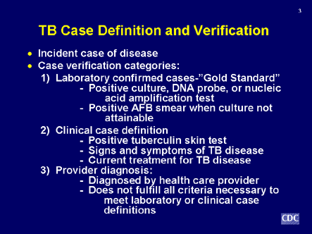 Slide 3: TB Case Definition and Verification. Click D-Link to view text version.