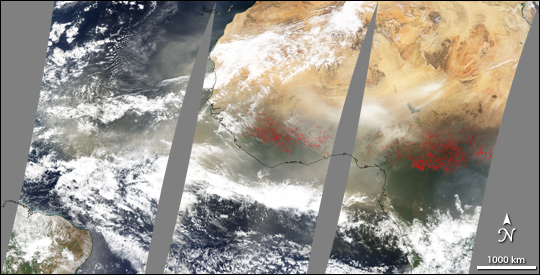 African dust blows across the Atlantic