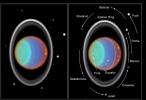 Taking its first peek at Uranus, NASA Hubble Space Telescope's Near Infrared Camera and Multi-Object Spectrometer (NICMOS) has detected six distinct clouds in images taken July 28,1997.