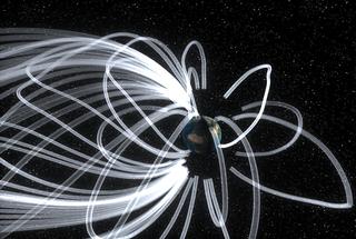 Closeup view of Earths magnetic fields