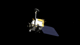 This animated sequence takes a view from inside a large crater as LRO passes overhead.