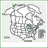 Distribution of Rosa ×palustriformis Rydb. (pro sp.) [blanda × palustris]. . 