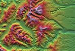 SRTM Colored Height and Shaded Relief: Laguna Mellquina, Andes Mountains, Argentina