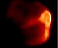 This image composite shows comet Tempel 1 in visible (left) and infrared (right) light (figure 1). The infrared picture highlights the warm, or sunlit, side of the comet, where NASA's Deep Impact probe later hit.