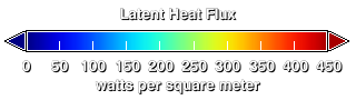 Latent heat flux color bar, with scale ranging from 0 to 450 W/m2.