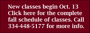 New classes begin October 13th