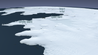 This image is LIMA's view of Smyley Island, Spaatz Island, and the George VI Ice Shelf.