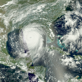 Imagery of Hurricane Katrina from August 23, 2005 to August 30, 2005 from the MODIS Instrument on the Aqua satellite.  Gaps in the MODIS imagery have been filled in with visible imagery from GOES-12.