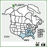 Distribution of Asclepias perennis Walter. . Image Available. 