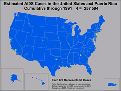 Estimated AIDS Cases in the United States and Puerto Rico Cumulative through 1991 N = 257,594