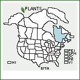 Distribution of Symphyotrichum ×tardiflorum (L.) Greuter, Aghababian & Wagenitz [cordifolium × puniceum]. . 