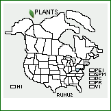 Distribution of Rubus huttonii L.H. Bailey. . 