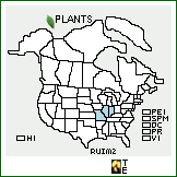 Distribution of Rubus impar L.H. Bailey. . 