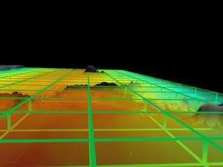 Volumetric global temperature on flat map (side view)