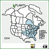 Distribution of Lespedeza ×nuttallii Darl. (pro sp.) [hirta × violacea]. . Image Available. 