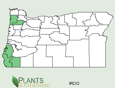 Oregon County Distributional Map for Iris douglasiana