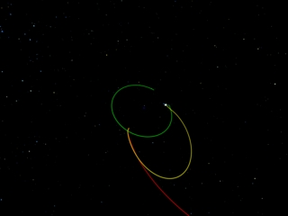 While STEREO A continues outward, STEREO B doesn't have quite enough speed and curves back Earthward, receiving an extra boost from the Moon. This is the 'no date' version.