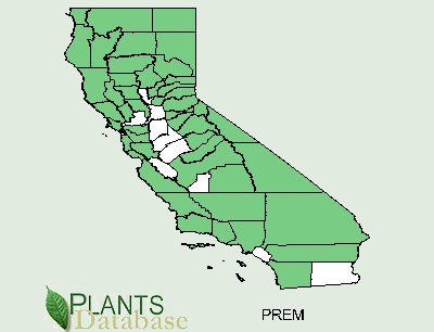 California County Distributional Map for Prunus emarginata