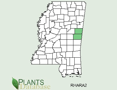 Mississippi County Distributional Map for Rhus aromatica var. aromatica