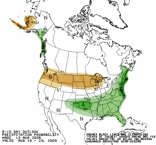 Latest 6 to 10 Day Precipitation Outlook