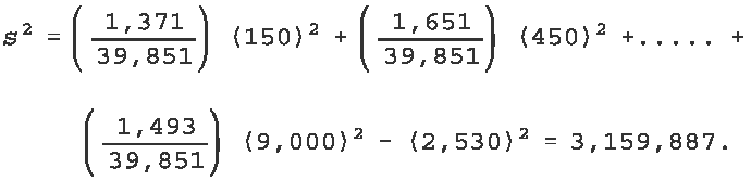 Formula for 
population variance, result equals 3,159,887.