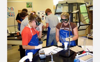 Photo of students in chemistry lab.