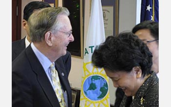 NSF Director Arden L. Bement, Jr., with Liu Yangong, a state councilor of the PRC.