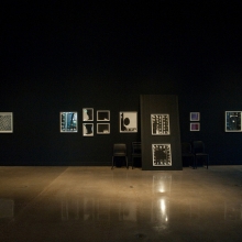 Installation view of "Emily Roysdon: Pause, Pose, Discompose" at the Visual Arts Center in the UT Department of Art and Art History. Photo credit: Sandy Carson