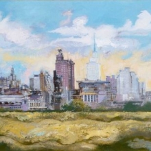 Dallas Skyline, 1952 George Grosz, German. Oil on canvas Image dimensions: 19 1/2 x 29 1/2 in. (49.53 x 74.93 cm) Dallas Museum of Art, gift of A. Harris and Company in memory of Leon A. Harris, Sr. © Estate of George Grosz/Licensed by VAGA, New York, NY.