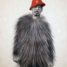 Robert Pruitt, "Stunning Like My Daddy," 2011
conte, charcoal and pastel on hand-dyed paper, 50 x 38 in