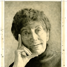 Portrait of Dore Ashton, pencil on paper, by Phong Bui