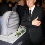 Fernando Romero with Mexic-Arte Museum maquette at the Guggenheim.