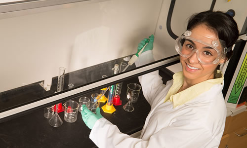 photo of a TWU student in a lab