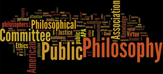 Word art photo, listing the name of the American Philosophical Association and the Committee on Public Philosophy.