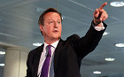David Cameron speaks during a visit to Scottish Widows offices in Edinburgh